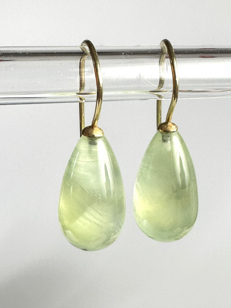 Ohrringe 750er Gold Prehnit Pampeln Ohrhänger 18 Karat GG