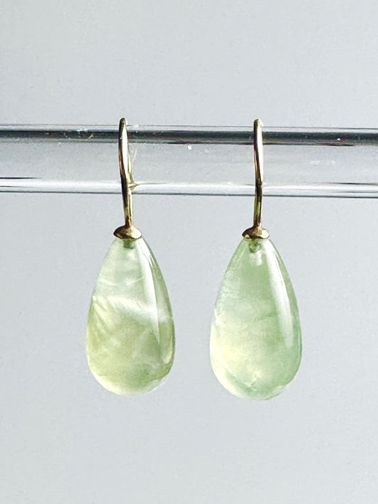 Ohrringe 750er Gold Prehnit Pampeln Ohrhänger 18 Karat GG