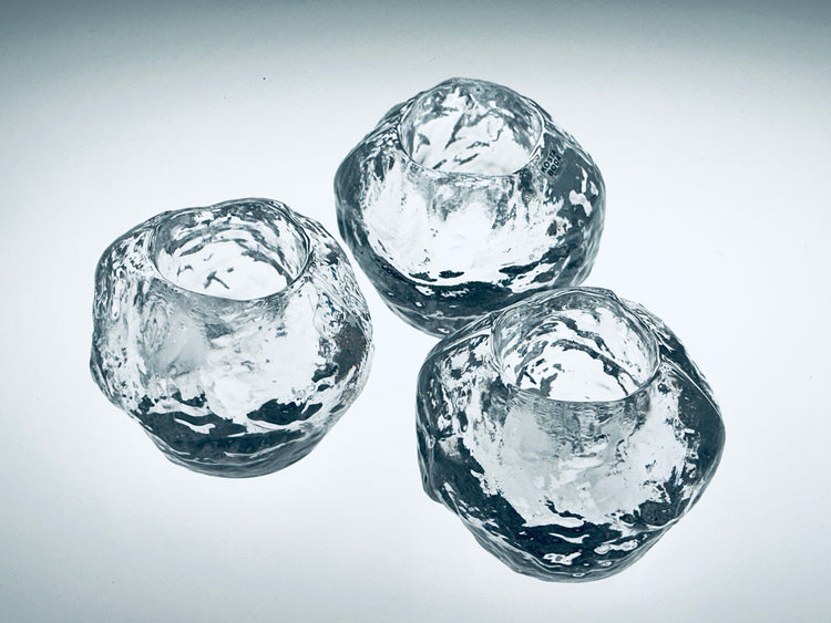 Teelichthalter Kosta Boda Snowball Sweden Ann Wärff Eis Glas 1970er