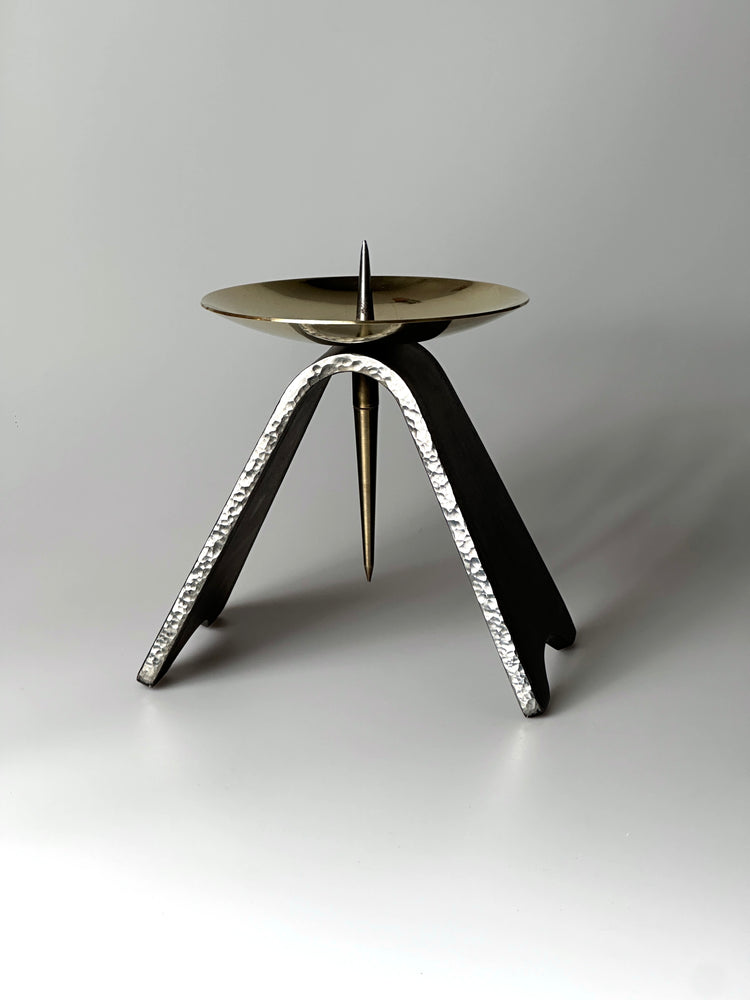 Kerzenständer DDR Design handeschmiedet GROß Eisen Messing sakral 1960er