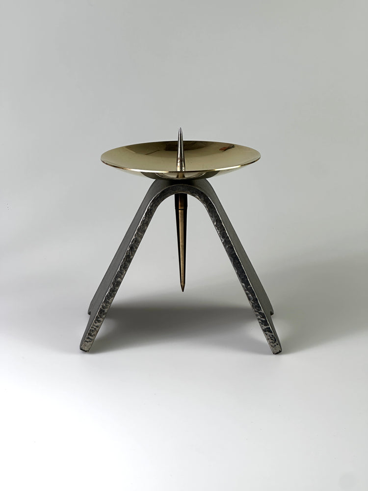 Kerzenständer DDR Design handeschmiedet GROß Eisen Messing sakral 1960er