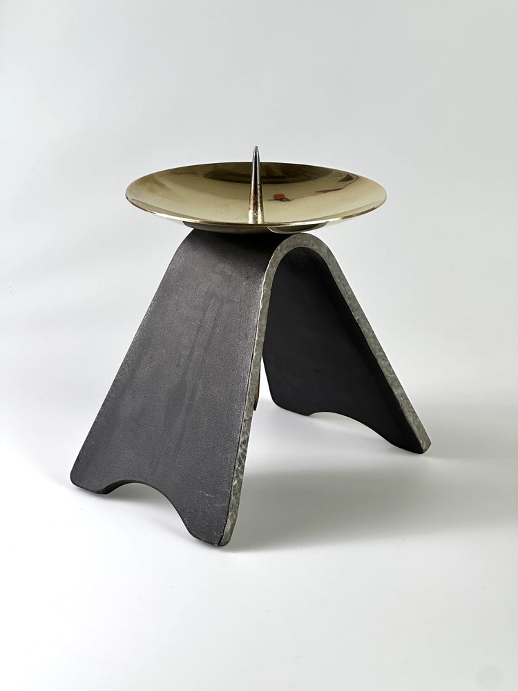 Kerzenständer DDR Design handeschmiedet GROß Eisen Messing sakral 1960er