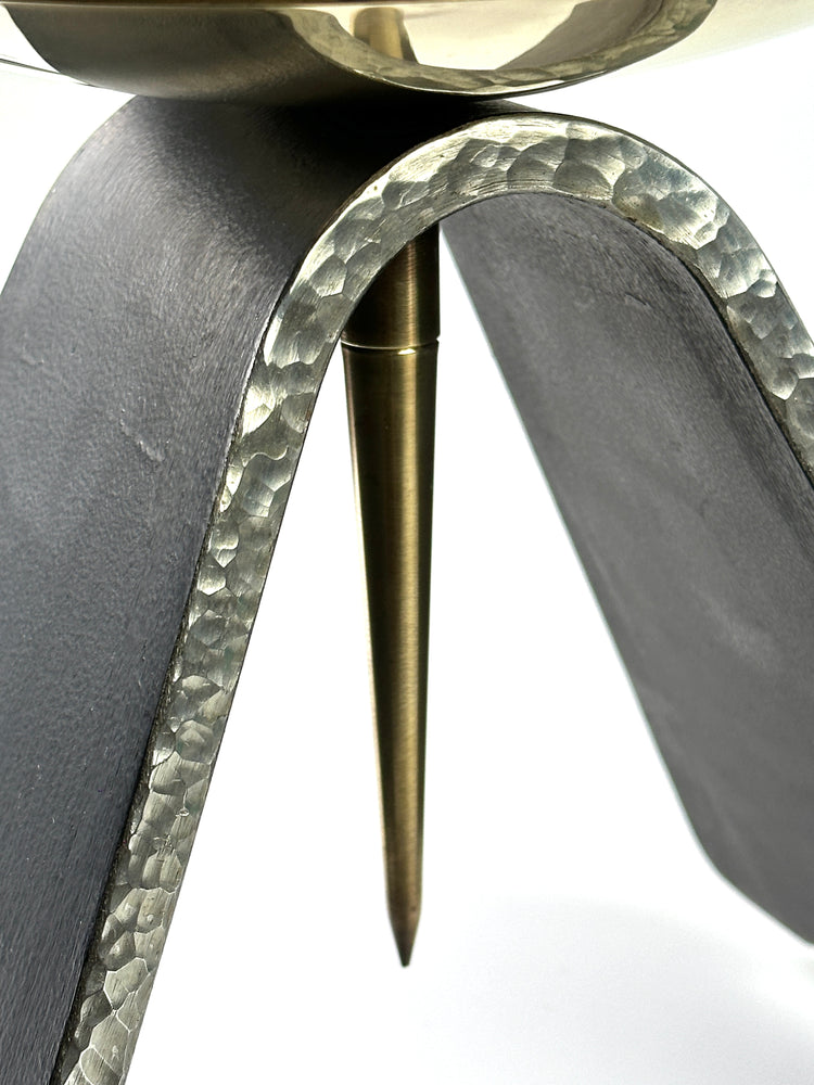 Kerzenständer DDR Design handeschmiedet GROß Eisen Messing sakral 1960er