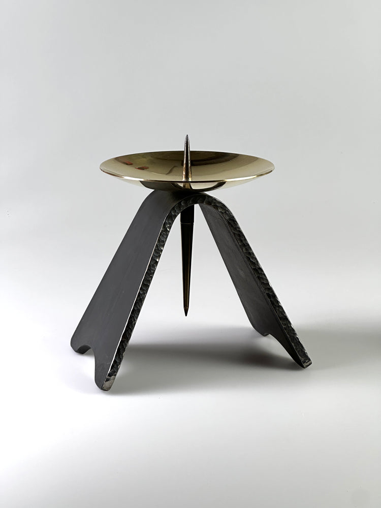 Kerzenständer DDR Design handeschmiedet GROß Eisen Messing sakral 1960er