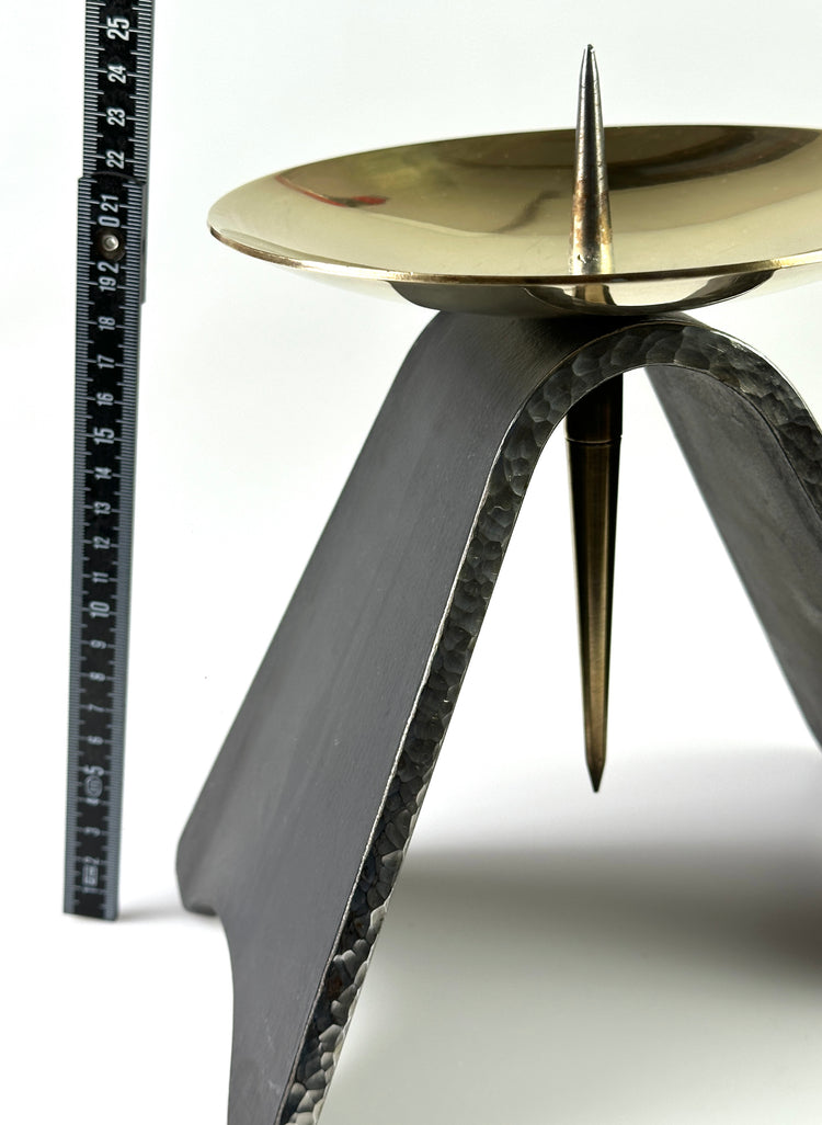 Kerzenständer DDR Design handeschmiedet GROß Eisen Messing sakral 1960er