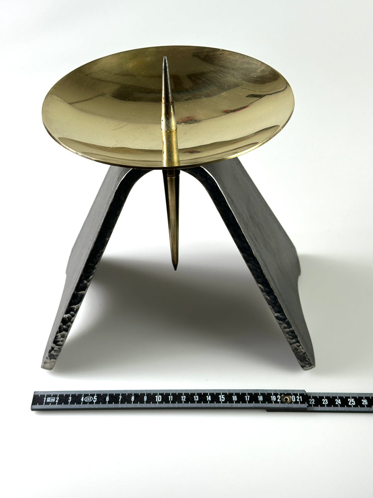 Kerzenständer DDR Design handeschmiedet GROß Eisen Messing sakral 1960er