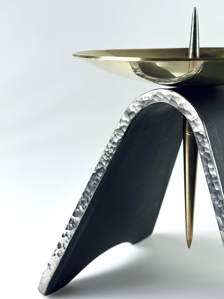 Kerzenständer DDR Design handeschmiedet GROß Eisen Messing sakral 1960er