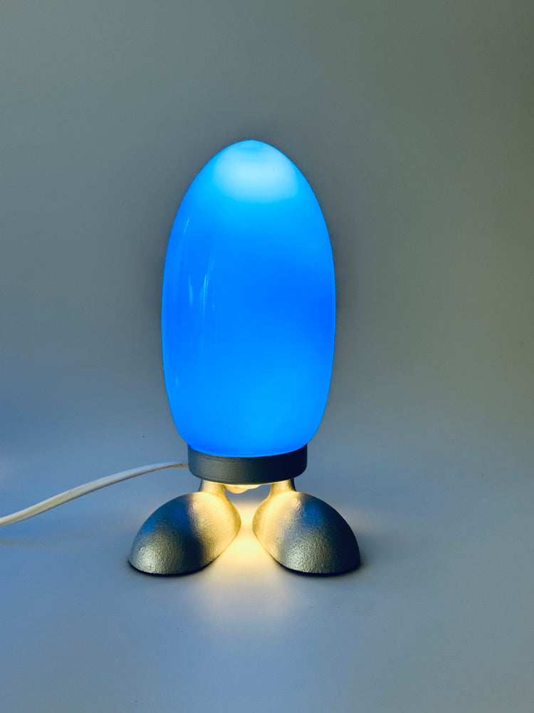 Dino Eierlampe Lampe Egglamp Tatsuo Konno für Ikea rot blau weiß mundgeblasen