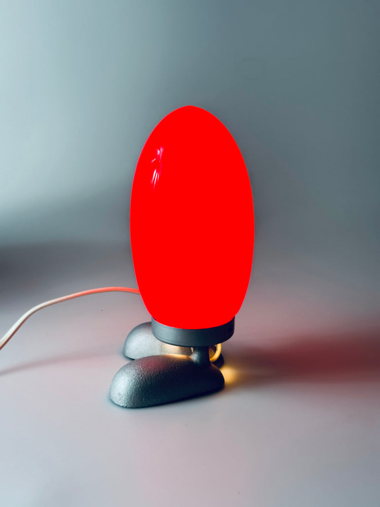 Dino Eierlampe Lampe Egglamp Tatsuo Konno für Ikea rot blau weiß mundgeblasen