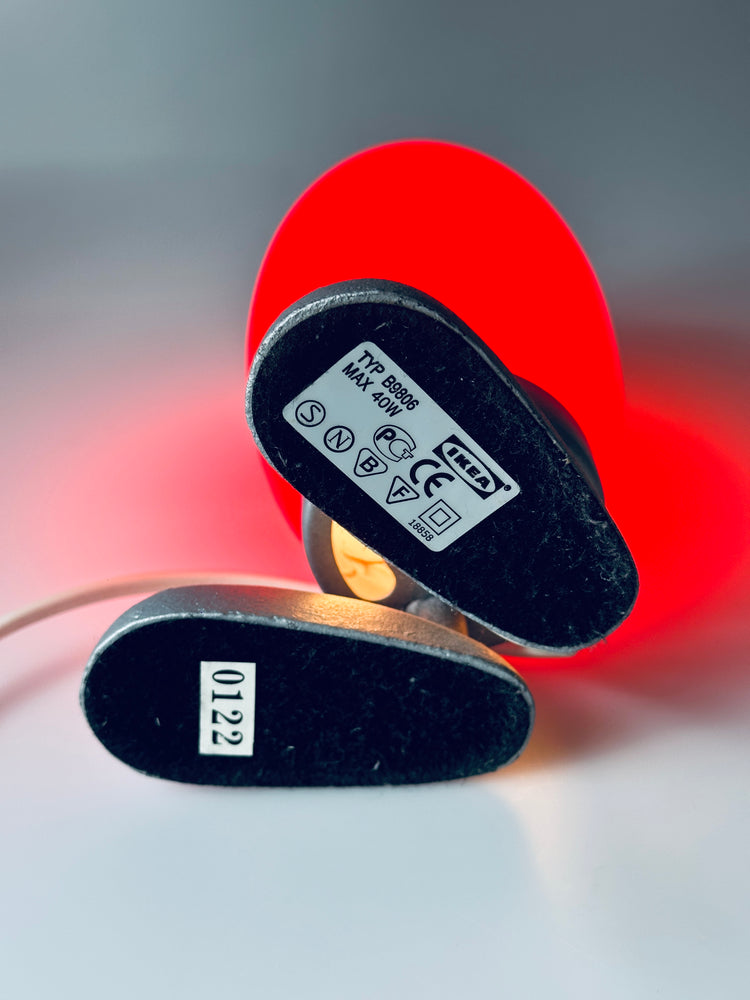 Dino Eierlampe Lampe Egglamp Tatsuo Konno für Ikea rot blau weiß mundgeblasen