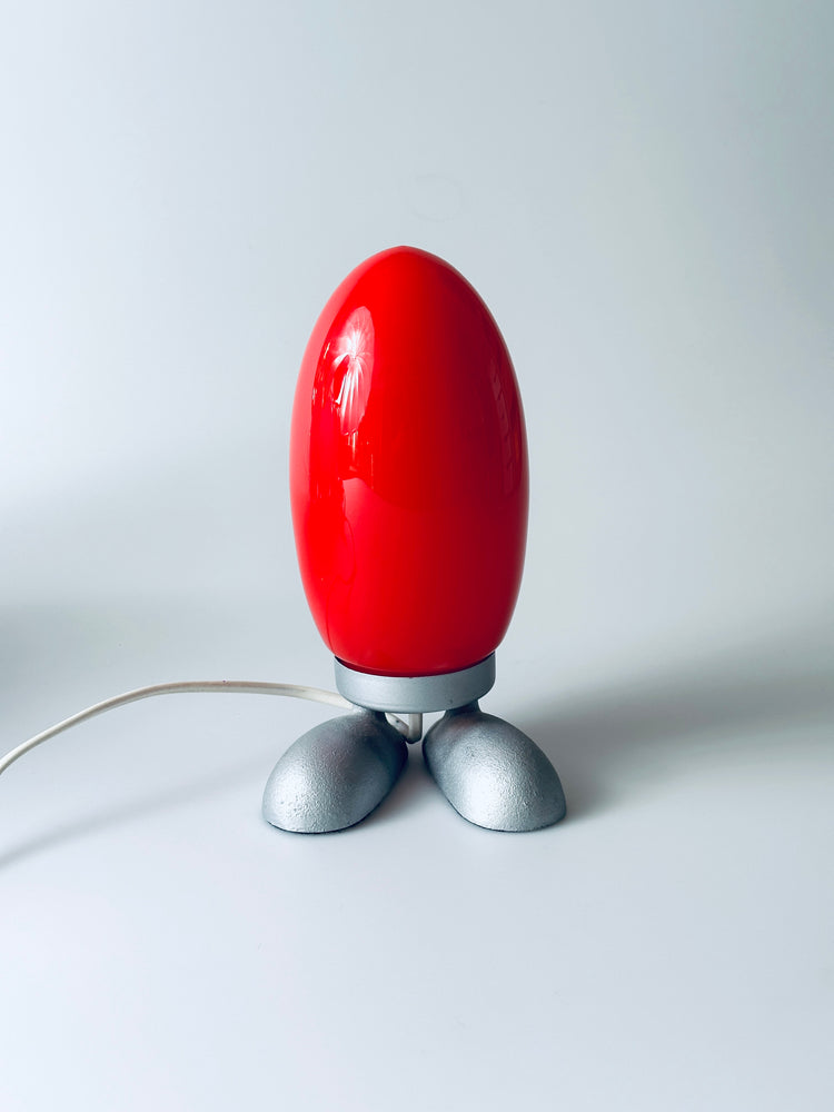 Dino Eierlampe Lampe Egglamp Tatsuo Konno für Ikea rot blau weiß mundgeblasen