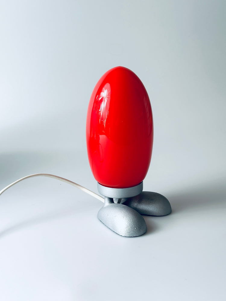Dino Eierlampe Lampe Egglamp Tatsuo Konno für Ikea rot blau weiß mundgeblasen