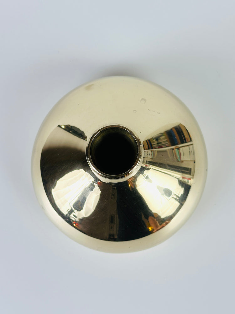 Vase Messing massiv brass midcentury handgefertigt schwer 1960er