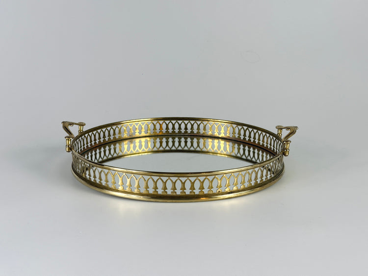 Tablett Messing Spiegelglas 1960er