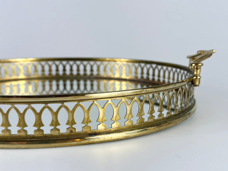 Tablett Messing Spiegelglas 1960er