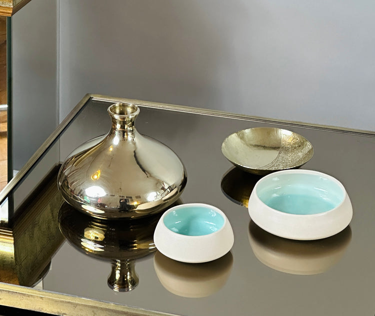 Vase Messing massiv brass midcentury handgefertigt schwer 1960er