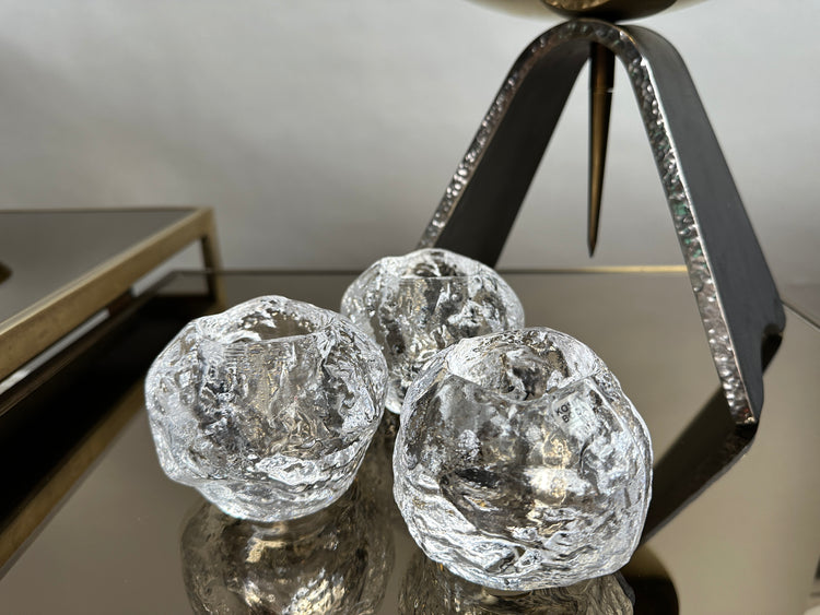 Teelichthalter Kosta Boda Snowball Sweden Ann Wärff Eis Glas 1970er