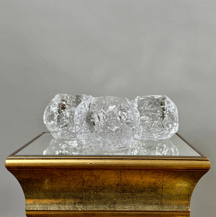 Teelichthalter Kosta Boda Snowball Sweden Ann Wärff Eis Glas 1970er