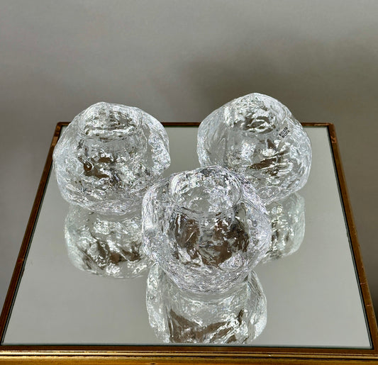 Teelichthalter Kosta Boda Snowball Sweden Ann Wärff Eis Glas 1970er