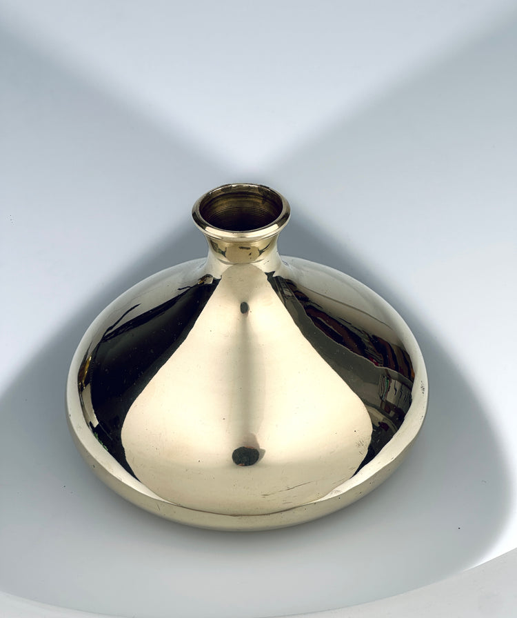 Vase Messing massiv brass midcentury handgefertigt schwer 1960er