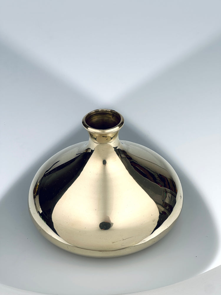 Vase Messing massiv brass midcentury handgefertigt schwer 1960er