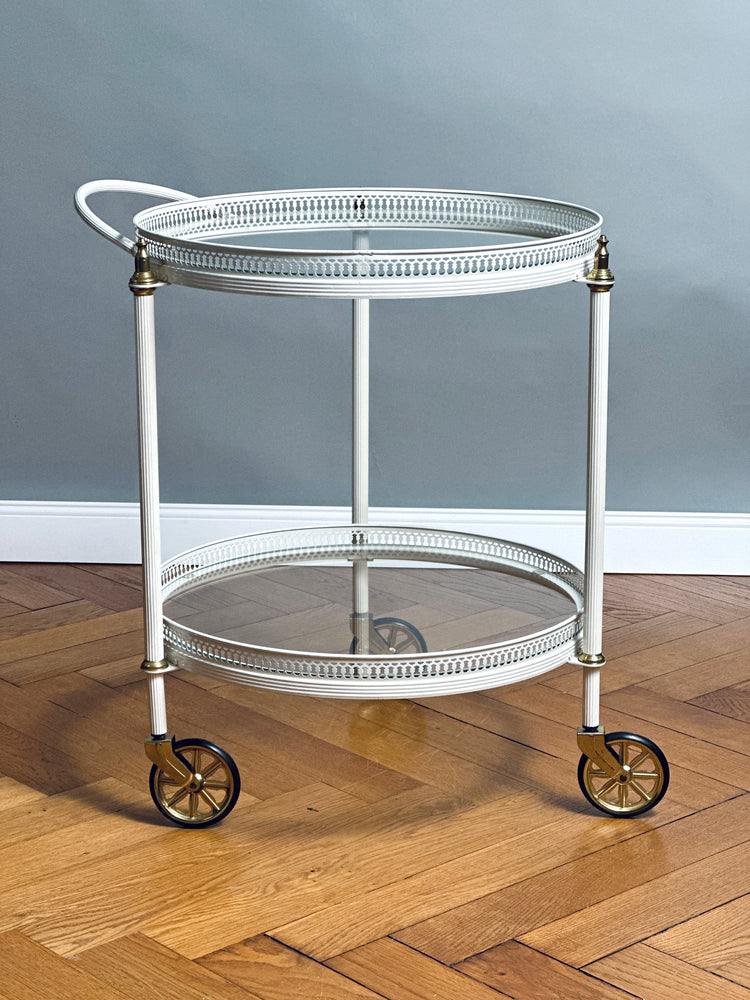 Barwagen Servierwagen side table Messing Glas Frankreich Regency 1950er