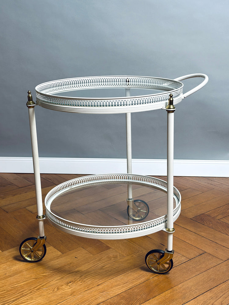 Barwagen Servierwagen side table Messing Glas Frankreich Regency 1950er