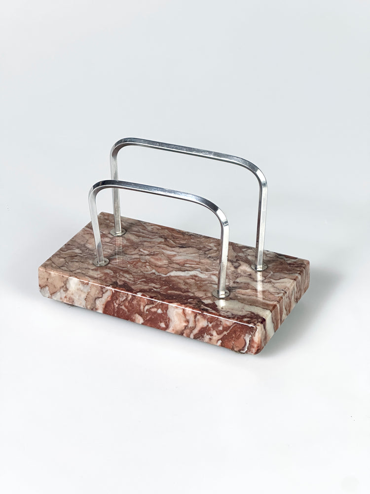 Briefständer Postkartenhalter roter Marmor Art Deco 1940er