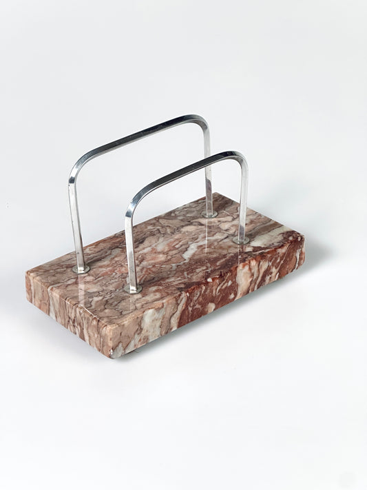 Briefständer Postkartenhalter roter Marmor Art Deco 1940er