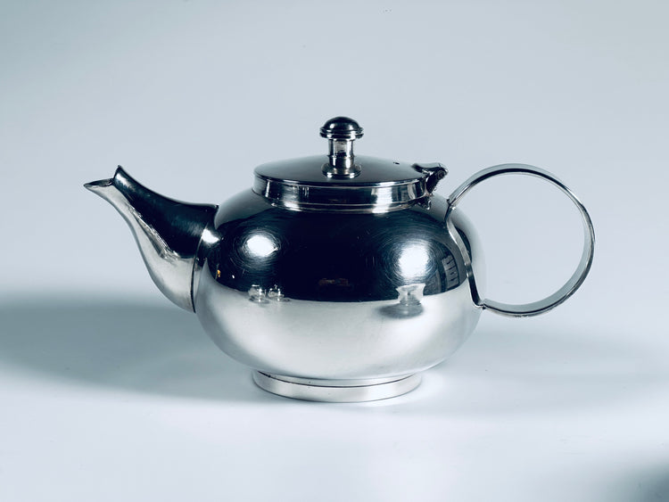 Tee-Service Teekanne Stövchen Sahnegießer Zuckerschale Set versilbert 1960er