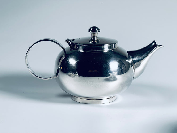 Tee-Service Teekanne Stövchen Sahnegießer Zuckerschale Set versilbert 1960er