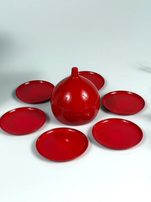 Laurids Lønborg Untersetzer Set ROT Danish Design Zwiebel 1970er