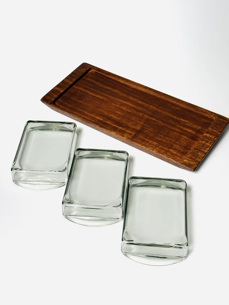 Snackschale Tablett Holmegaard Rauchglas Teakholz Danish 60s