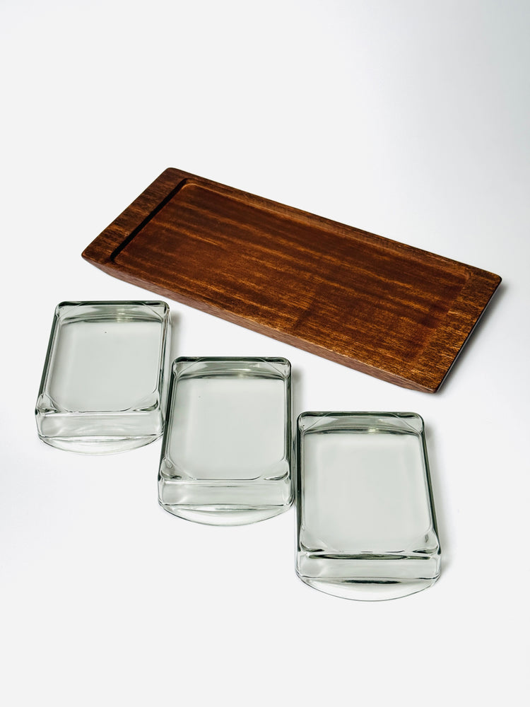 Snackschale Tablett Holmegaard Rauchglas Teakholz Danish 60s