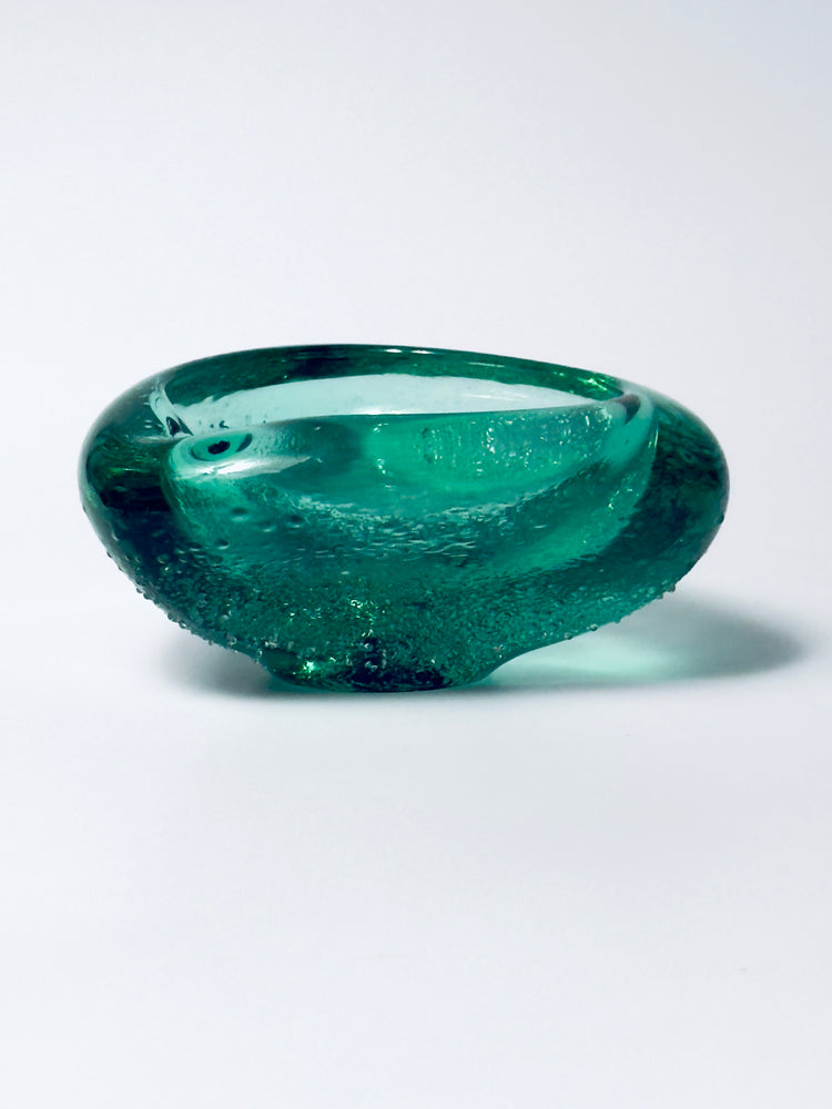 Lauscha Glas Aschenbecher Glaskunst grün DDR Design handgefertigt