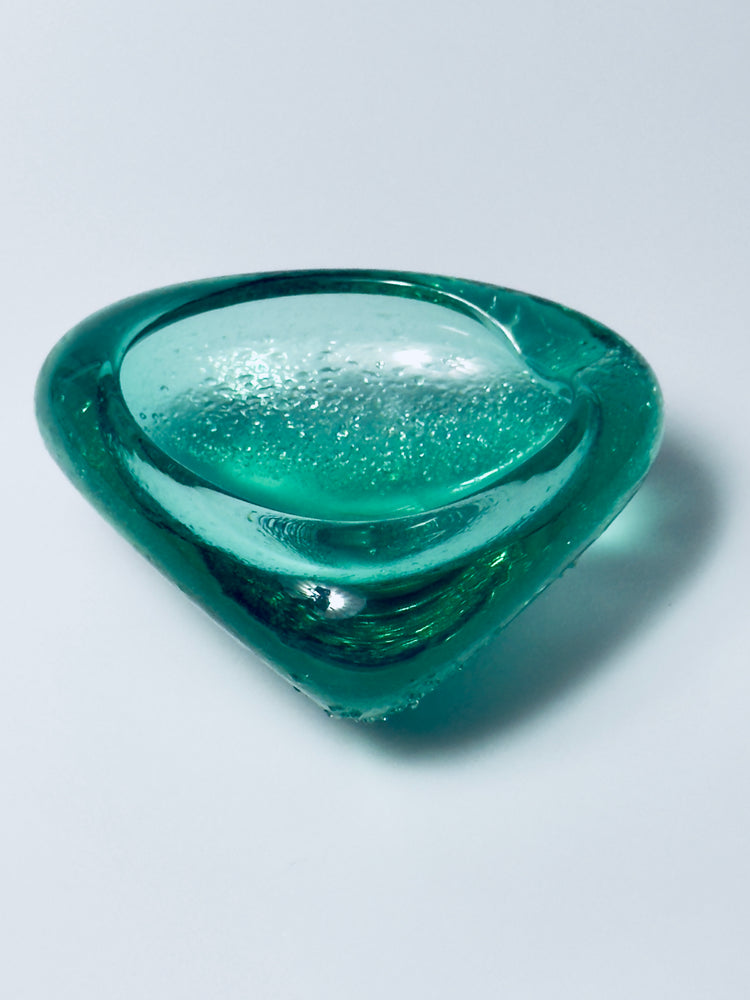 Lauscha Glas Aschenbecher Glaskunst grün DDR Design handgefertigt