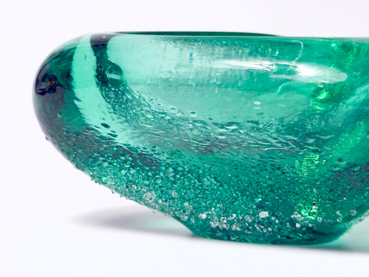 Aschenbecher Lauscha DDR Design grün Kristallglas