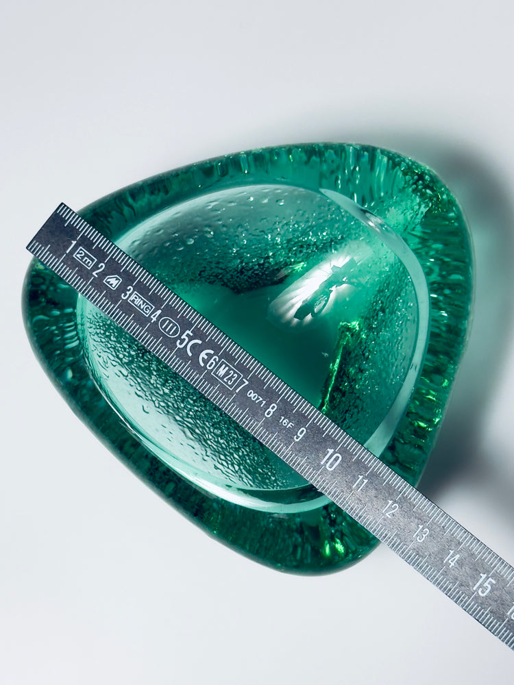 Lauscha Glas Aschenbecher Glaskunst grün DDR Design handgefertigt