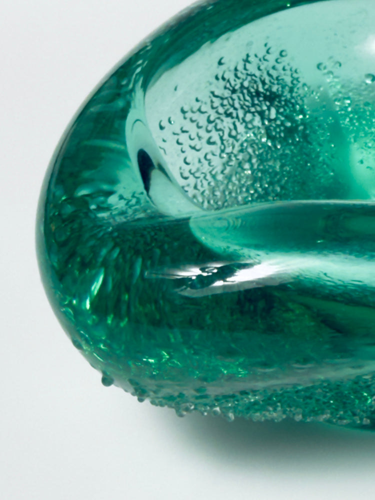 Lauscha Glas Aschenbecher Glaskunst grün DDR Design handgefertigt