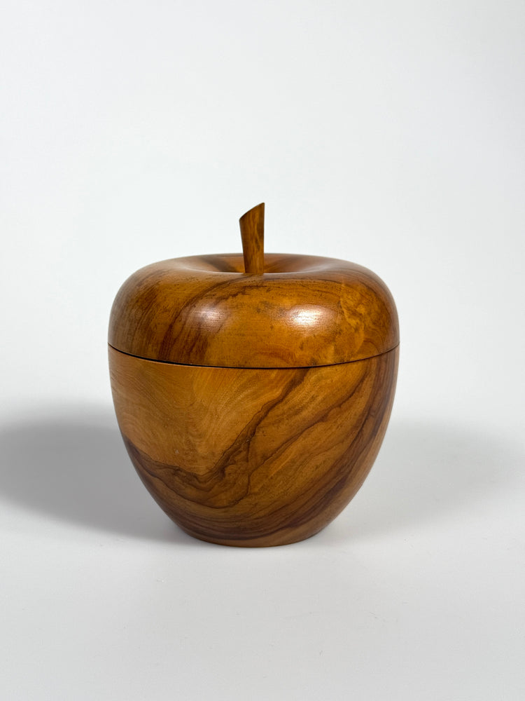 Deckeldose Dose Apfel Olivenholz Spanien oliv art 1980er