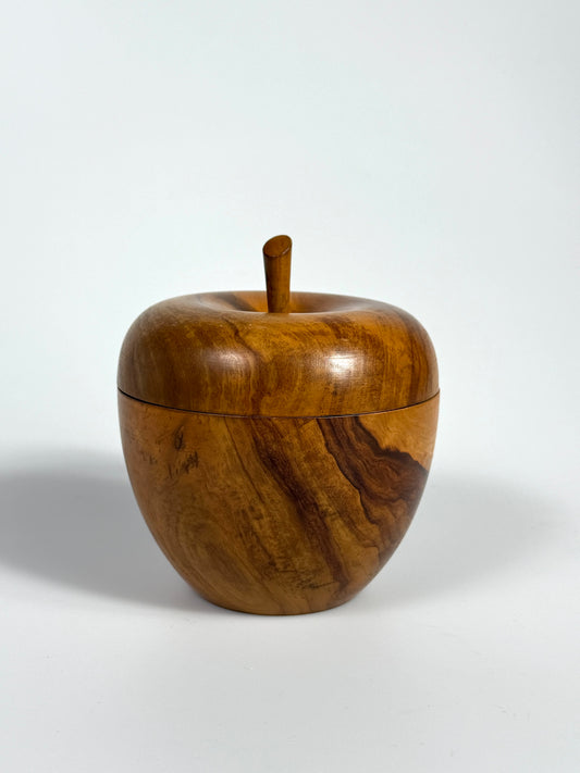 Deckeldose Dose Apfel Olivenholz Spanien oliv art 1980er