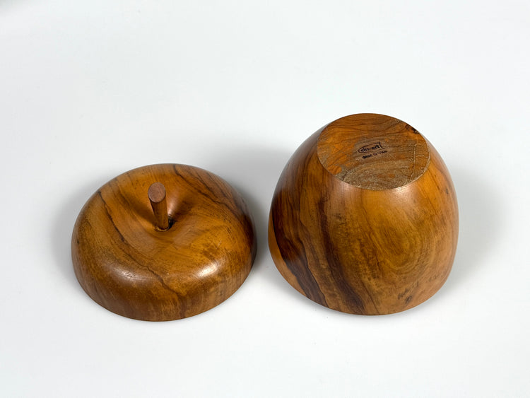 Deckeldose Dose Apfel Olivenholz Spanien oliv art 1980er