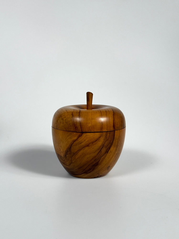 Deckeldose Dose Apfel Olivenholz Spanien oliv art 1980er