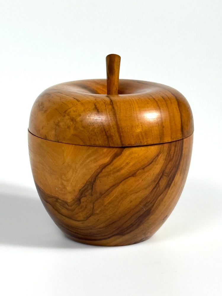 Deckeldose Dose Apfel Olivenholz Spanien oliv art 1980er