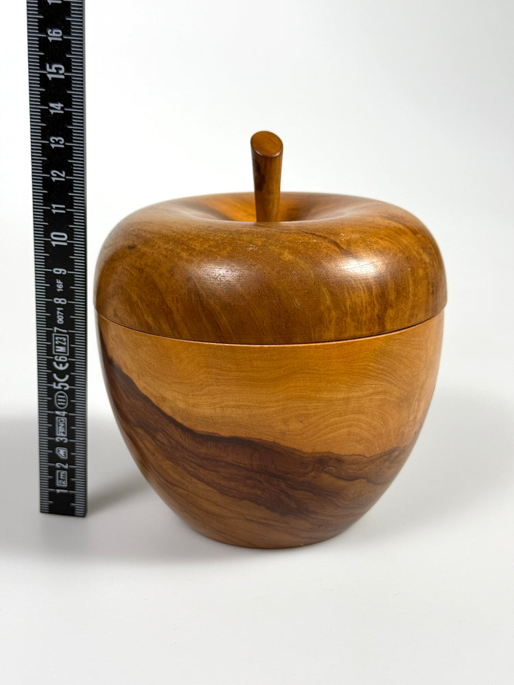 Deckeldose Dose Apfel Olivenholz Spanien oliv art 1980er