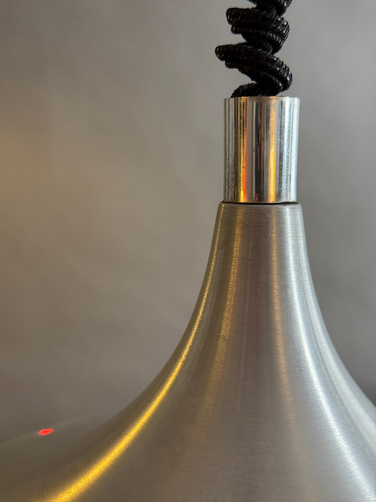 Pendelleuchte Lampe Stilux Milano Italy Opalglas Aluminium 1970er