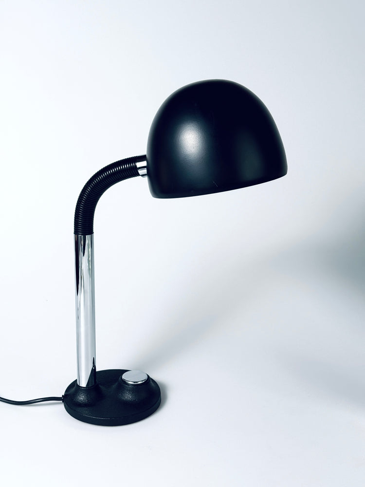 Tischleuchte Lampe Hillebrandt matt schwarz Chrom 1970er