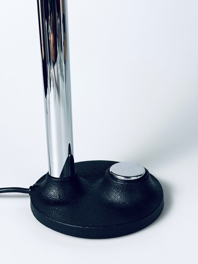 Tischleuchte Lampe Hillebrandt matt schwarz Chrom 1970er