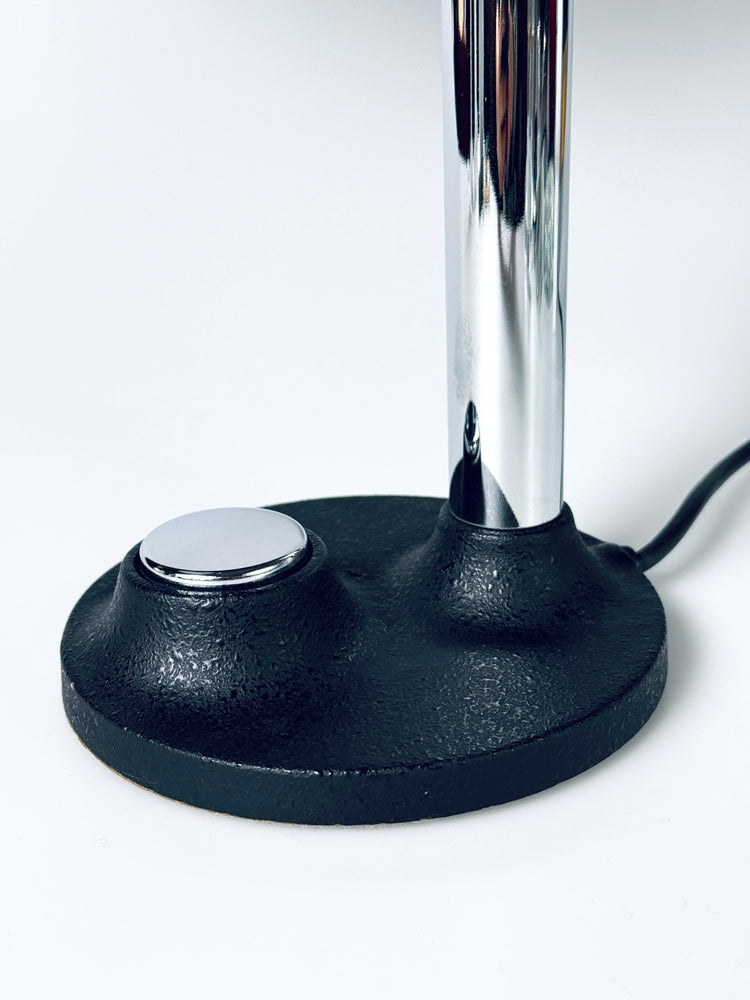 Tischleuchte Lampe Hillebrandt matt schwarz Chrom 1970er