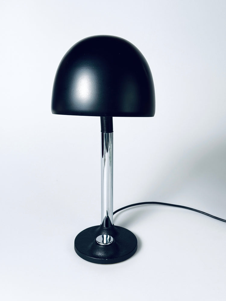 Tischleuchte Lampe Hillebrandt matt schwarz Chrom 1970er